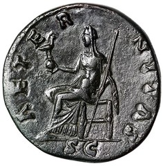 Diva Faustina I Senior Sestertius “Aeternitas Seated, Holding Phoenix” Very Fine