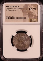 Roman Empire Syria, Antioch Elagabalus BI Tetradrachm (218 AD) – NGC Choice VF!