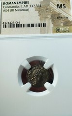 Constantius II. AD 337-361. Æ Treveri Trier Struck AD 337-340. NGC MS Silvering