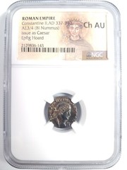 Constantine II Roman Empire BI Nummus AE3/4 NGC Ch AU Ancient Epfig Hoard Caesar