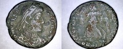 364-367AD Roman Imperial Valens AE18 – Victory Adv Left – Siscia Mint DASISC