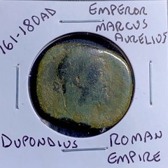 Emperor Marcus Aurelius Dupondius 161AD-180AD Genuine Roman Coin Green Patina