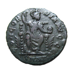 THEODOSIUS I, 379- 395 AD. BRONZE FOLLIS. NICOMEDIA, C. 379-383 AD. ROMA REVERSE