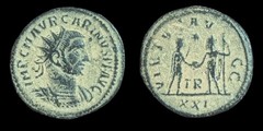 Ancient Roman Coin Carinus, 283-285. Antoninianus Tripolis Zeus Global Victory