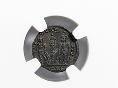 Constantine II Roman Empire AE4 BI Nummus AD 337 NGC Ch AU Soldiers Standards