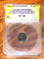 ROMAN EMPIRE CONSTANTIUS II AD 346-348 AE 16MM Thessalonica Mint ANACS VF35 Coin
