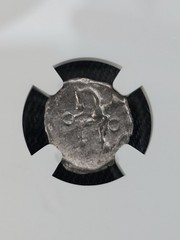 CELTIC GAUL, Aedui. 1st Century BC. Silver Quinarius, Horse, NGC Fine