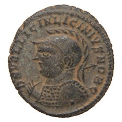 ROMAN EMPIRE – 321-324 AE3 – Licinius II – Helmeted with Spear and Shield