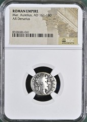 Emperor Marcus Aurelius Silver Denarius 161-180AD NGC Genuine Ancient Roman Coin