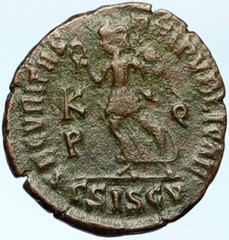 VALENTINIAN I 367AD Siscia Authentic Ancient Roman Coin VICTORY ANGEL i102789