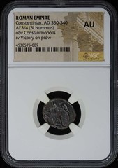 Constantinian, AD 330-340 ROMAN EMPIRE AE3/4 (BI Nummus) NGC AU