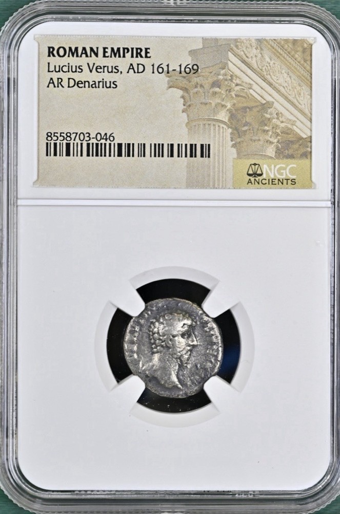 Emperor Lucius Verus Silver Denarius 161-169AD NGC Genuine Roman Coin Scarce