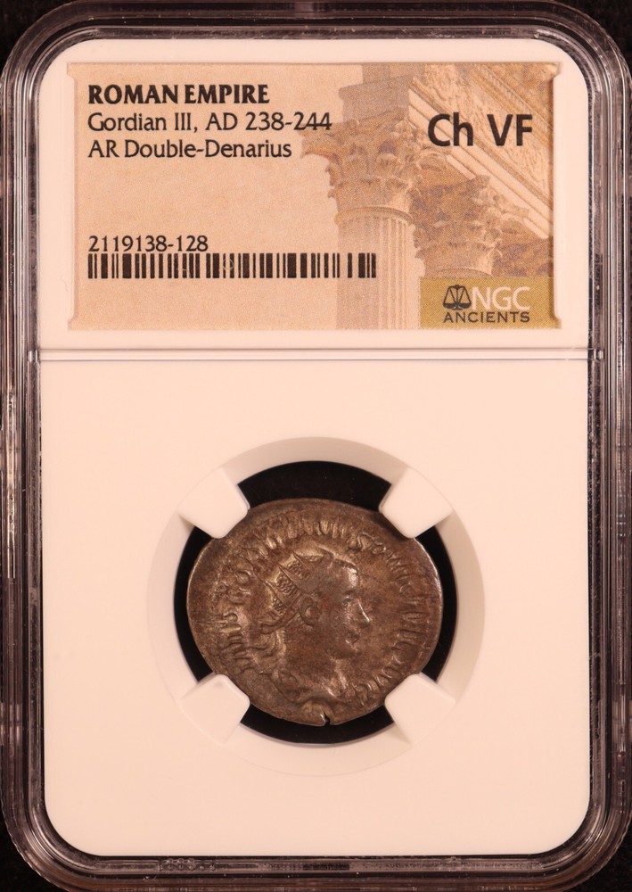 Roman Empire Gordian III Silver Double Denarius (238-244 AD) – NGC Choice VF!