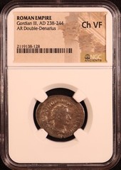 Roman Empire Gordian III Silver Double Denarius (238-244 AD) – NGC Choice VF!