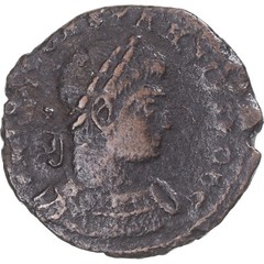 [#344932] Coin, Constantius II, Follis, 330-331, Trier, VF, Bronze, RIC:521