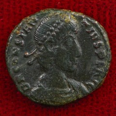 Ancient Roman Empire Coin CONSTANTIUS II Emperor In Military Dress Holding Globe