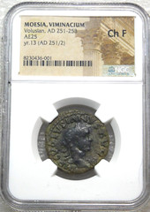 251-253 AD Roman Volusian Moesia Viminacium AE 25mm NGC Ch F Just Graded #MC175