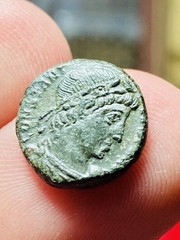 Constantius II AE Nummus Aquileia AD 337-340, GLORIA EXERCITVS, RARE OFFICINA,VG