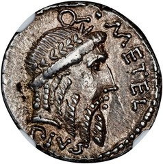 METELLUS PIUS SCIPIO, 47-46 BC, Roman Imperatorial AR denarius, NGC XF