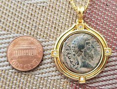 Authentic Ancient Coin of the Roman Emperor Lucius Verus Gold Tone Necklace