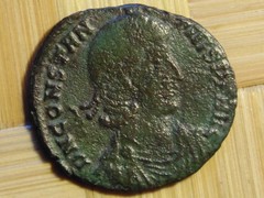Constantius II AE follis. 351-355 AD. ANCIENT ROMAN IMPERIAL COIN ,cleaned.