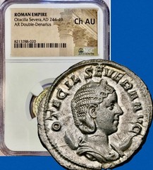 Otacilia Severa Ancient Roman Silver Coin 244-249 AD Dble Denarius NGC Choice AU