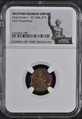 Western Roman Empire, Valentinian I, AD 364-375 AE3 Nummus, NGC Certified