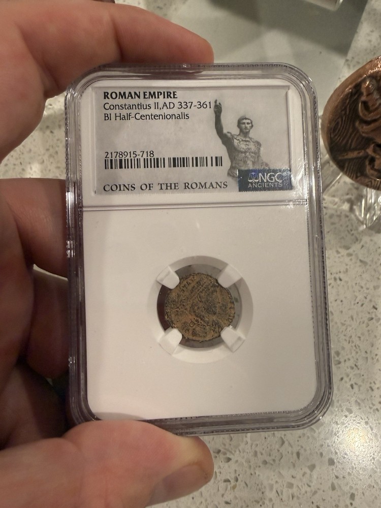 Roman Empire Constantius II Ad 337-361 Bi Half-Centenionalis Coin, NGC
