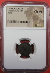 Lydia, Nacrasa Faustina Jr. 147-175/6 AD NGC Ch VF. AE18. (526099)