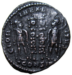 CONSTANS AS CAESAR, 333-337 AD. AE 3. TWO SOLDIERS REVERSE. CONSTANTINOPLE MINT