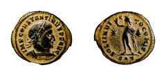 VERY RARE S(dot)T Constantine I (307/310-337) AE Follis Ticinum Roman Coin COA