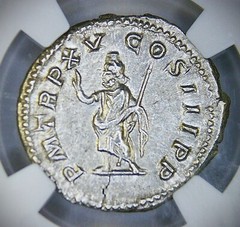 Caracalla, Roman Empire AR Denarius, (198-217 AD) NGC AU