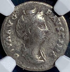 Empress Faustina Sr Silver Denarius Roman Coin 138-140AD NGC Genuine Very Nice