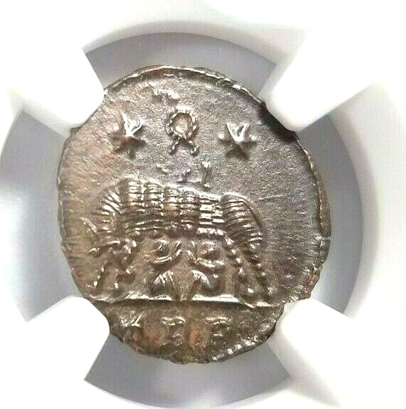 She-Wolf Twins Constantine NGC Ch AU Roman Empire Nummus Remus Roma Epfig Hoard
