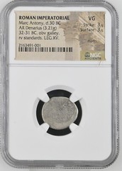 Roman Imperatorial – Marc Antony – BC 32-31 – Silver Denarius – NGC VG – C544/30