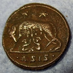 City of Rome Commemorative She Wolf suckling twins Siscia mint 330 AD COA