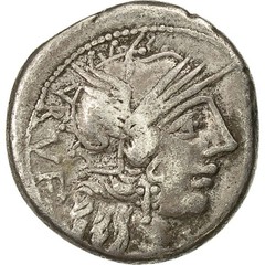 [#491538] Coin, Minucia, Denarius, 122 BC, Rome, AU(50-53), Silver, Crawford:277