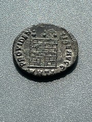 Licinius I AD 308-324. Silvered AE follis c. 317 AD Camp-gate. Heraclea D. 18 mm
