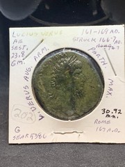 Roman Lucius Verus AE Sestertius Ancient Coin 161 AD – ( 202 )