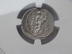 NGC “XF” 5/5-3/5 Q.Pomp. Musa, c.66/56 BC Roman Republic AR Denarius 3.94g/ 20mm