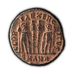 ROME. 330, Æ Follis – Constantius II, GLORIA EXERCITVS, Antioch, SMANH, Caesar