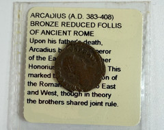 Ancient Roman Arcadius Bronze Reduced Follis Coin AD 383-408 Littleton Genuine