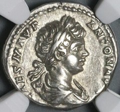 199 NGC Ch VF Caracalla Roman Empire Denarius Emperor Captive Victory (22030704C
