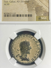 Emperor Trebonianus Gallus Ancient Roman Sestertius NGC Genuine 251-253AD Temple