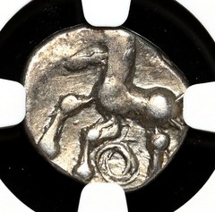 CELTIC GAUL, Aedui. 1st Century BC. Silver Quinarius, Horse, NGC VF