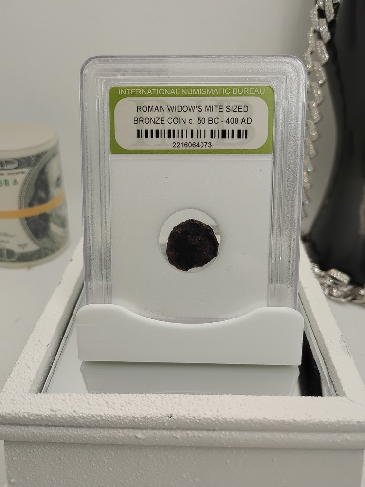 Ancient Roman Biblical Widow’s Mite Bronze Coin 50 BC–400 AD INB Vintage Slab