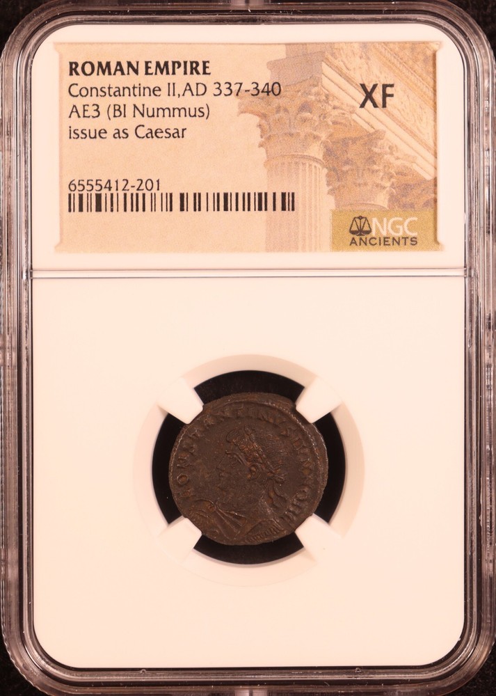 Roman Empire Constantine II AE3 BI Nummus (337-340 AD) – NGC XF! Nice Strike!
