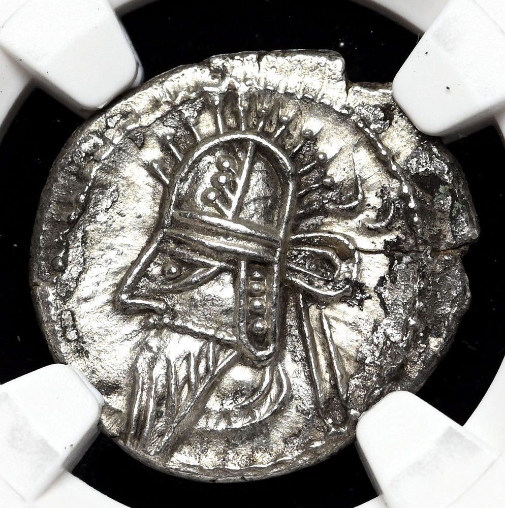 KINGS of PARTHIA. Vologases IV, AD 147-191. Silver Drachm, NGC VF