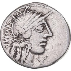 [#1170783] Coin, Fannia, Denarius, 123 BC, Rome, VF(30-35), Silver, Crawford:275