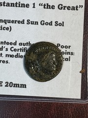 Scarce! Constantine 1, The Great! 307-337AD Sun God Sol Rev. 20mm AE Follis CB31